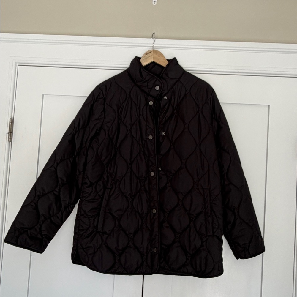 32 Degrees Heat Black Quilted Jacket Size L Lightweight Snap Front Puffer